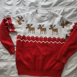 Festive Reindeer Sweater - Red and White